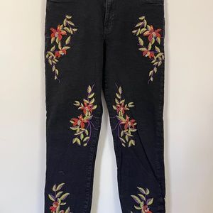 H&M Embroidered Floral Jeans